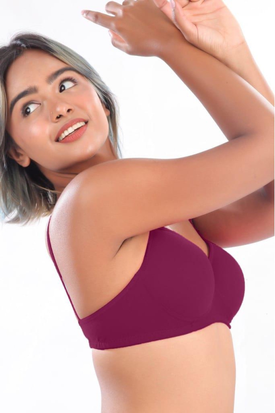 Women Hug Padded Bra Wine