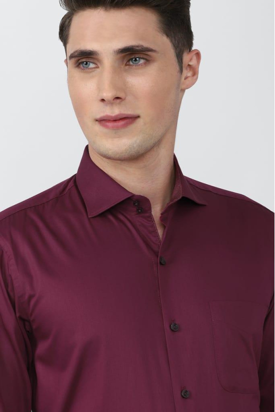 Men Purple Regular Fit Formal Full Sleeves Formal Shirt