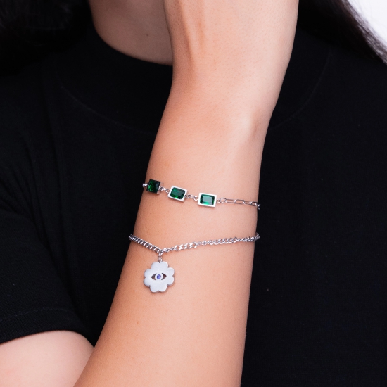 Maci Emerald Bracelet-Silver