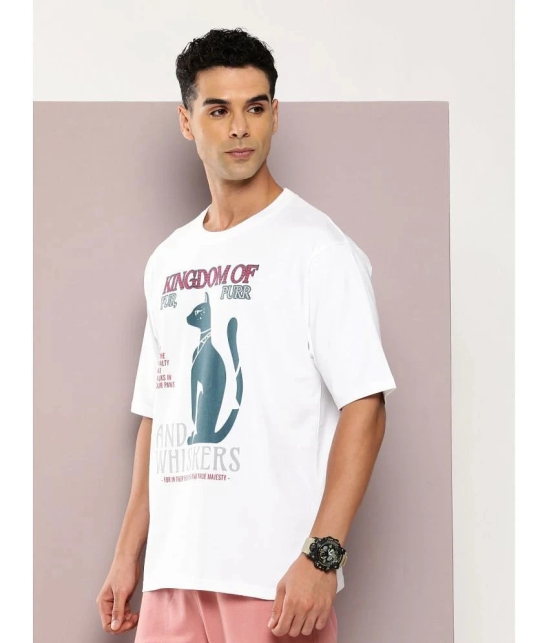 Dillinger Cotton Oversized Fit Printed Half Sleeves Mens T-Shirt - White ( Pack of 1 ) - None