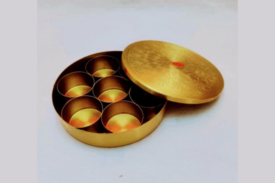 Brass Masala Spices Box-8 Inches