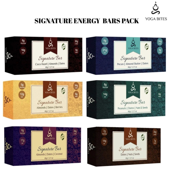 YOGABITES-Signature Assorted Natural Protein Bars / Energy Bars / Immunity Boosters-360 ge (60 Ge X 6) Best for Pre & Post Workouts?