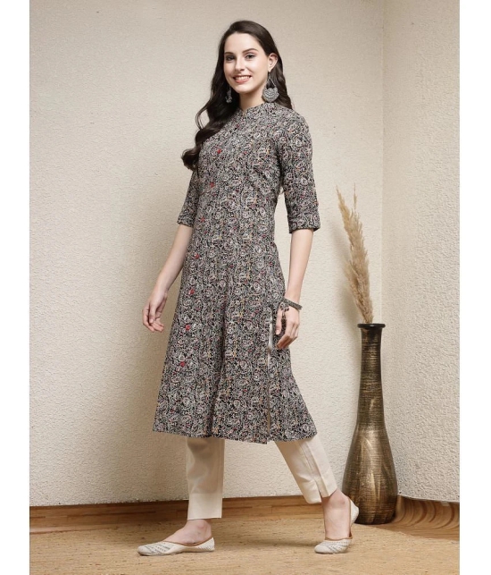 Stylum Cotton Printed A-Line Womens Kurti - Black ( Pack of 1 ) - None