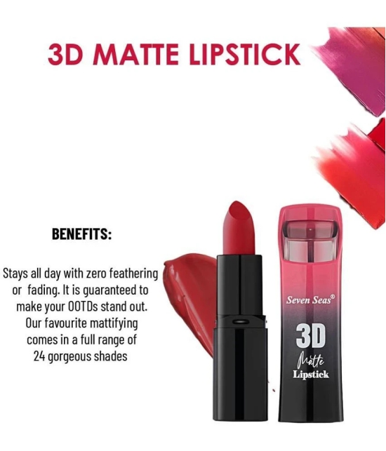 Seven Seas 3D Matte Lipstick | Long Lasting | Waterproof Matte Lipstick for Women (Poof Terracotta)