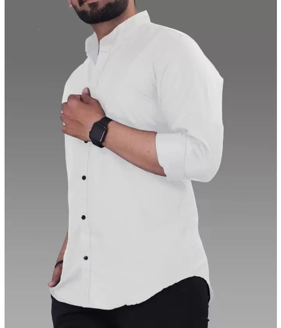 Anand Cotton Blend Regular Fit Solids Full Sleeves Mens Casual Shirt - White ( Pack of 1 ) - None