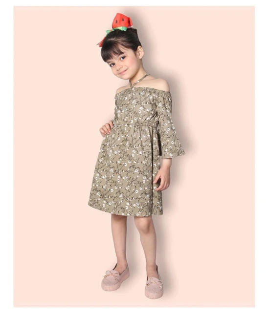 Addyvero - Green Cotton Girls A-line Dress ( Pack of 1 ) - None