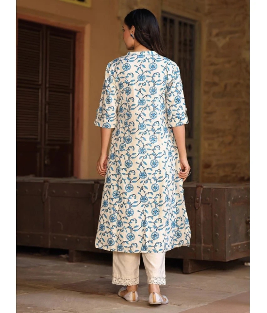 AMIRAS INDIAN ETHNICWEAR Cotton Flex Printed Front Slit Womens Kurti - Blue ( Pack of 1 ) - None