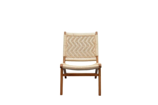 Orchid Homez Hand Woven Lounge Chair Solid Wood Outdoor Chair with Stool (Natural, Pre-Assembled) (Off White)