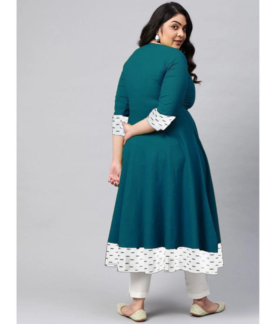 Estela - Teal Cotton Blend Women's Flared Kurti ( Pack of 1 ) - None