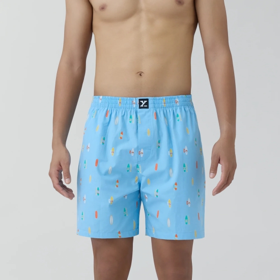 Surf Super Combed Cotton Boxer Shorts SurfBoard Blue XL