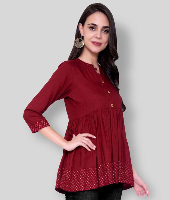 GOD BLESS - Maroon Rayon Womens Tunic ( Pack of 1 ) - L