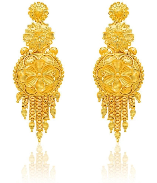 LUV FASHION Golden Chandelier Earrings ( Pack of 1 ) - Golden