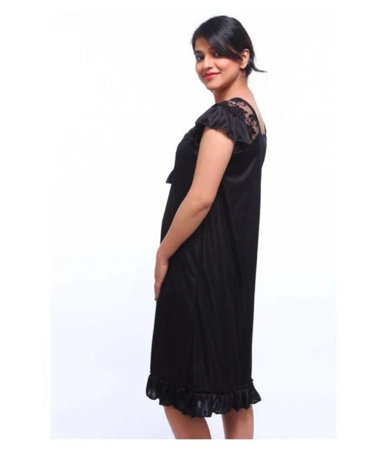 Fasense Satin Nighty & Night Gowns - Black - L