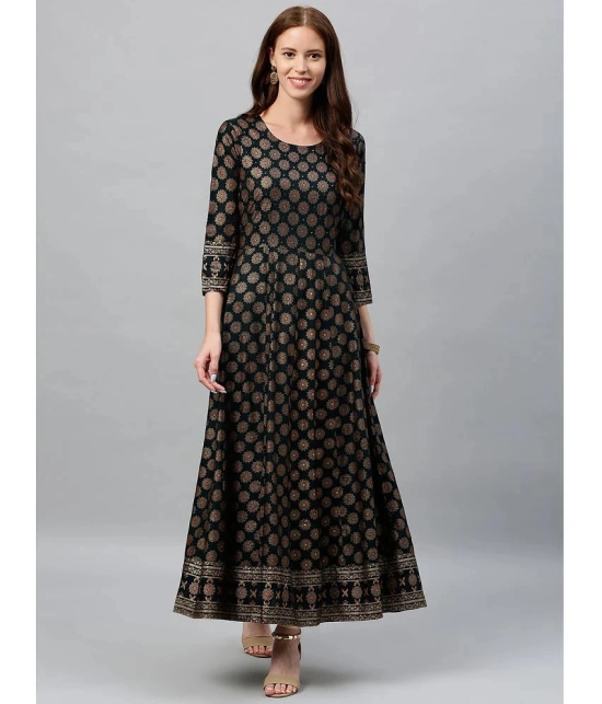 KIPEK - Black Rayon Womens Anarkali Kurti ( Pack of 1 ) - None