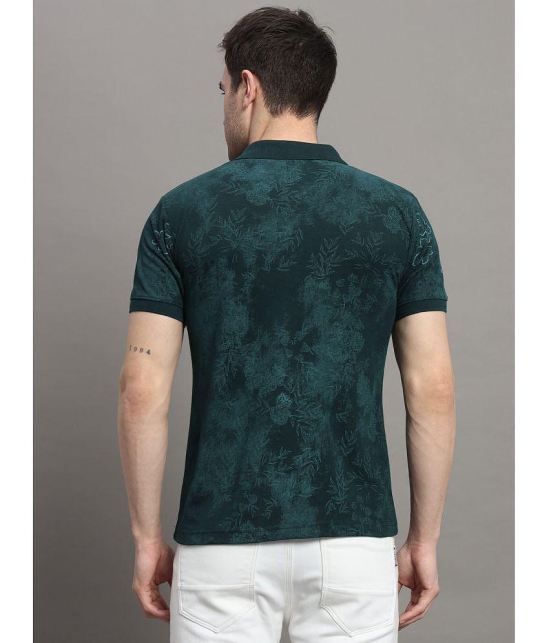 MXN Cotton Blend Regular Fit Printed Half Sleeves Mens Polo T Shirt - Dark Green ( Pack of 1 ) - None