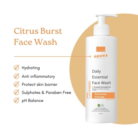 Citrus Burst – Satsuma Orange Face Wash – For Women & Men | Sulphates & Paraben Free – 200 ml