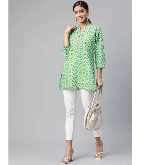 SVARCHI - Green Cotton Womens Straight Kurti ( Pack of 1 ) - None