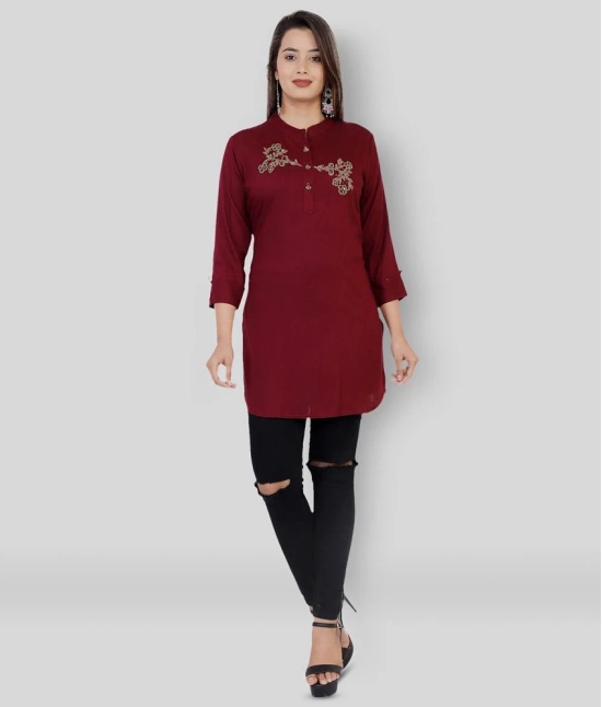 JC4U - Red Rayon Womens Straight Kurti - L