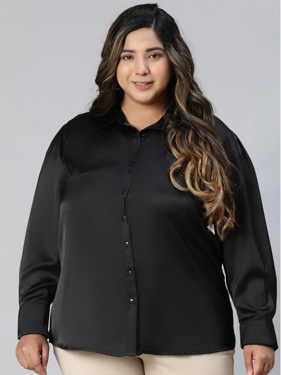 Oxolloxo Plus Size Relaxed Spread Collar Casual Shirt