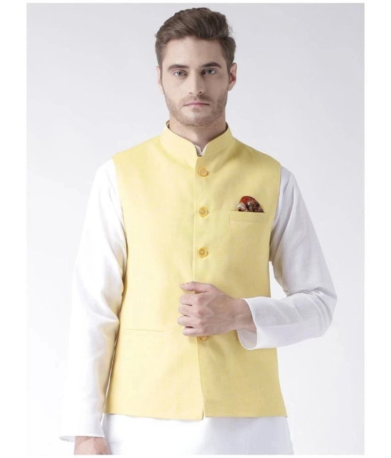 Hangup Yellow Linen Nehru Jacket - None