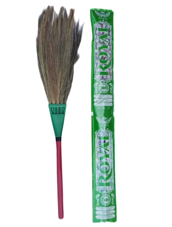 Royal Grass Broom with Long Wooden Handle for Home and Office Cleaning