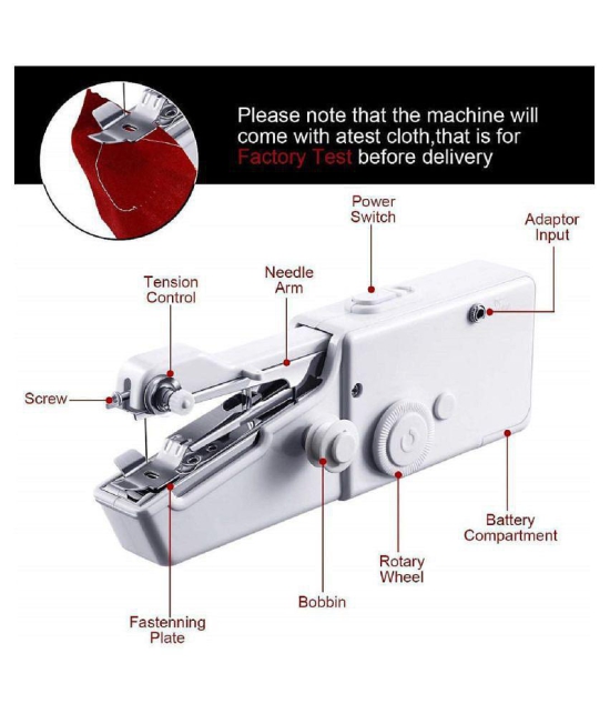 1PC White Color Rectangle Hand-held Portable Multi-functional Electric Mini Sewing Machine