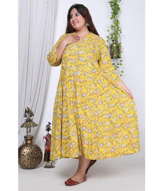 Swasti Cotton Blend Printed Anarkali Womens Kurti - Yellow ( Pack of 1 ) - None