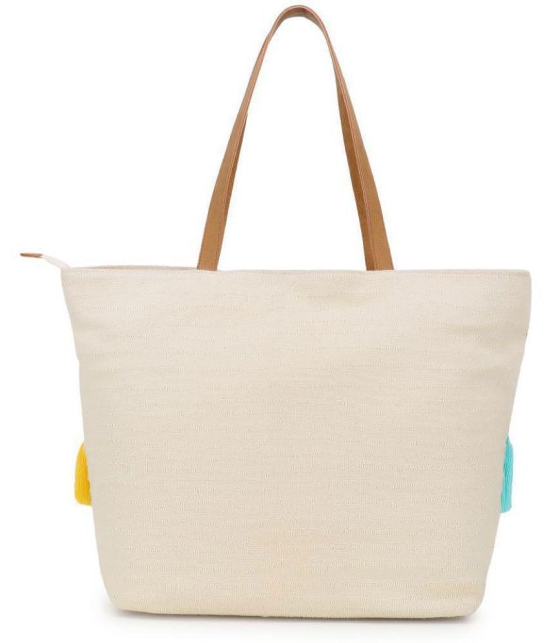 Anekaant White Fabric Tote Bag - White