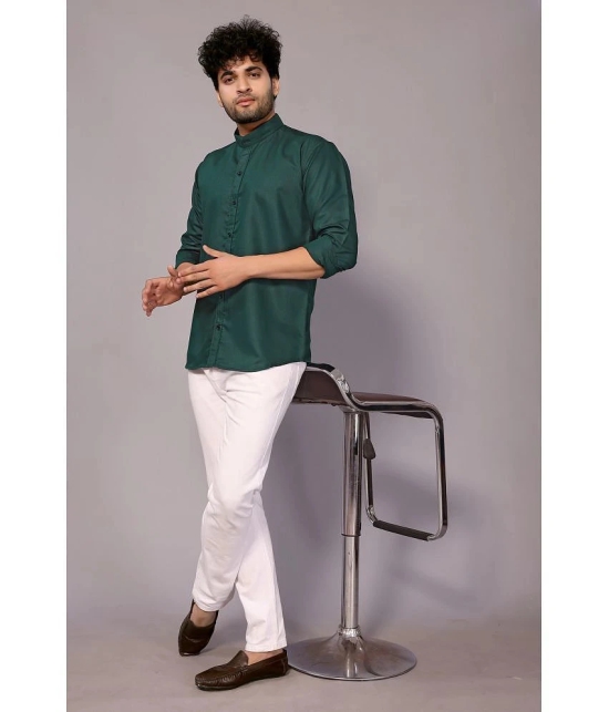 Anand Cotton Blend Regular Fit Solids Full Sleeves Mens Casual Shirt - Green ( Pack of 1 ) - None