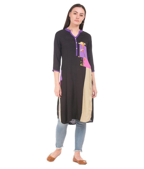 Karigaari Black Cotton Straight Kurti - XS