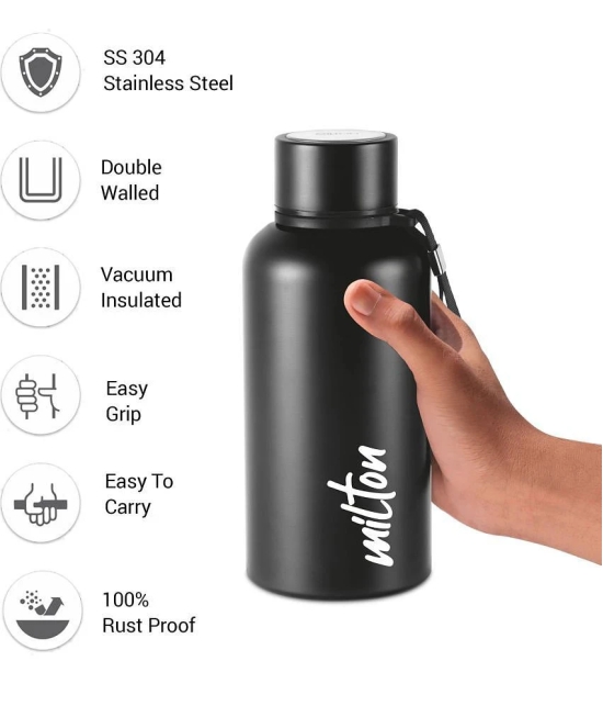 Milton Aura 500 Thermosteel Bottle, 520 ml, Black | 24 Hours Hot and Cold | Easy to Carry | Rust Proof | Leak Proof | Tea | Coffee | Office| Gym | Home | Kitchen | Hiking | Trekking | Travel