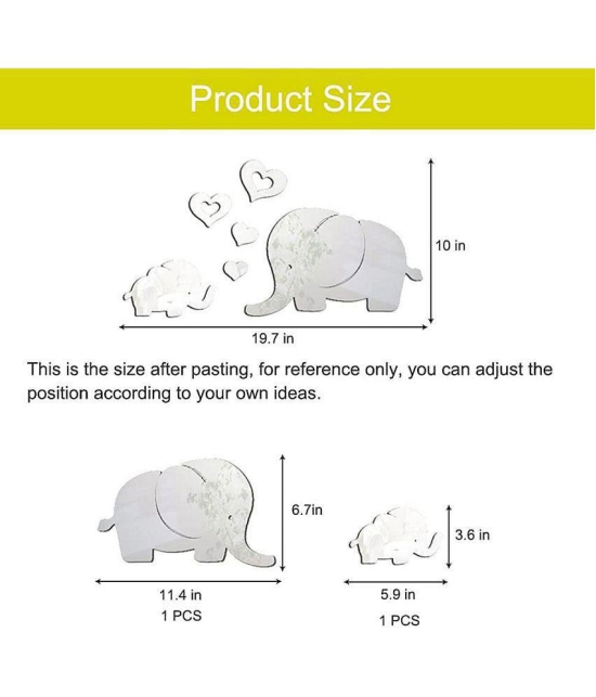 Asmi Collection Beautiful Cute Baby Elephants Acrylic Mirror Wall Sticker ( 25 x 50 cms )