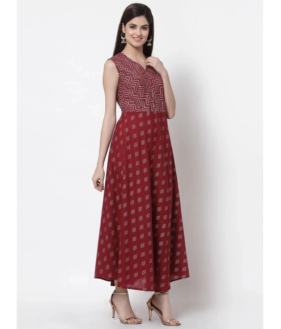 Kbz Cotton Maroon Fit And Flare Dress - Single - M