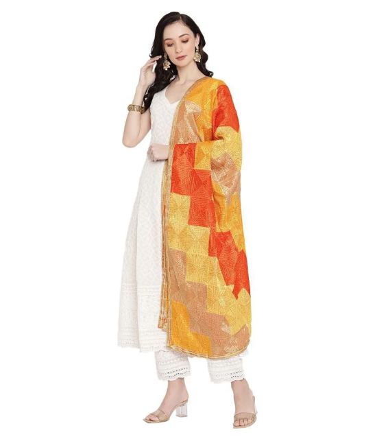 Sahej Suits & Phulkari Yellow Chiffon Dupatta - Single