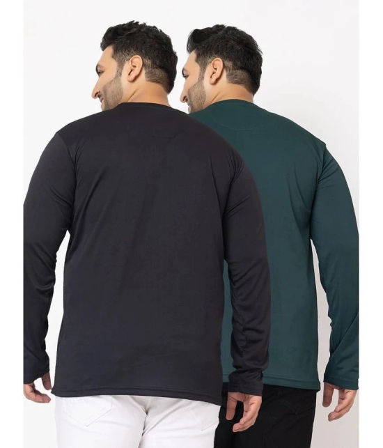 YHA Cotton Blend Regular Fit Solid Full Sleeves Mens T-Shirt - Black ( Pack of 2 ) - None