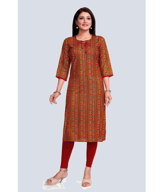 Meher Impex Rayon Embellished Straight Womens Kurti - Mustard ( Pack of 1 ) - None