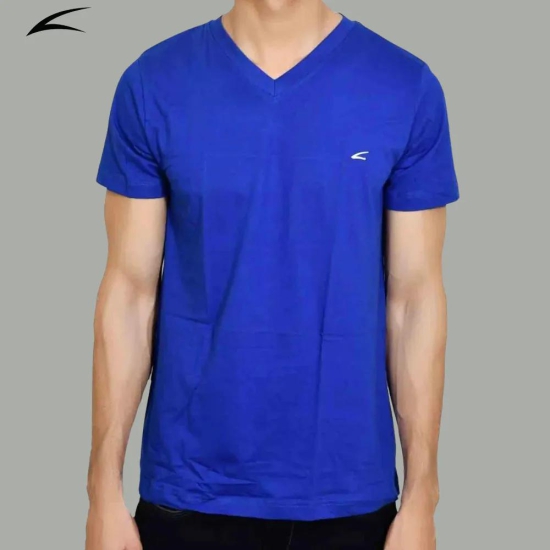 V Neck Plain T-shirt-L