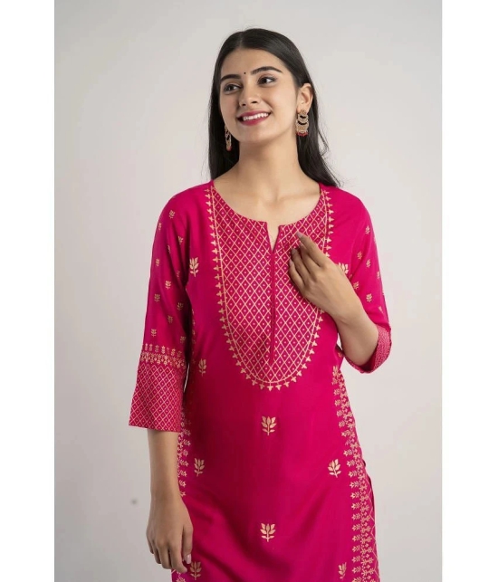 MAUKA - Pink Rayon Womens Straight Kurti ( Pack of 1 ) - None