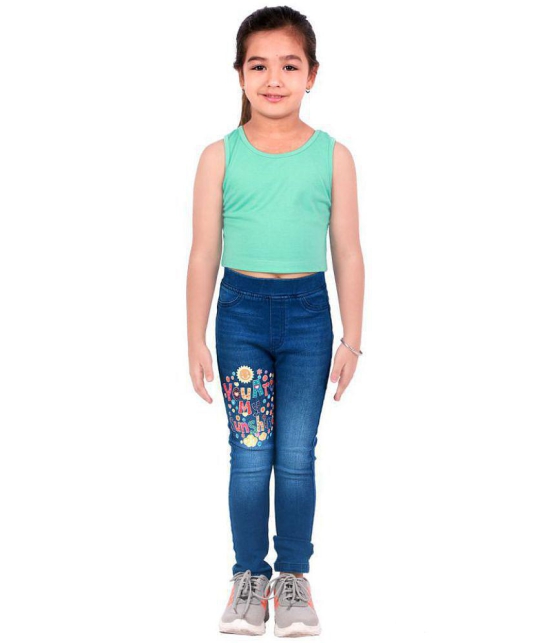 Naughty Ninos - Denim Blue Denim Girls Leggings ( Pack of 1 ) - None