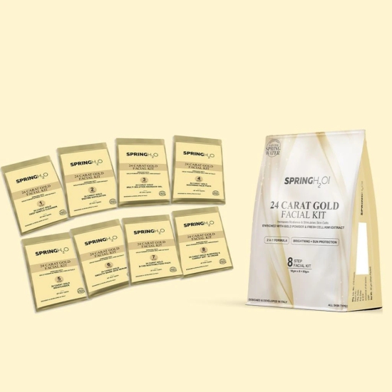 24 Carat Gold Facial Kit - 8 Step Formula - For Brightening and Sun Protection