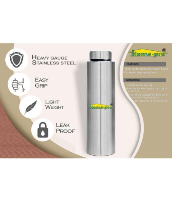 HomePro - Stainless Steel Bottle 100% leak proof Pack of 3 for Home | Gym | Fridge | School | Office | Trekking & Hiking Bottle - Silver