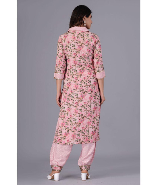 Doriya - Pink Straight Cotton Blend Women's Stitched Salwar Suit ( Pack of 1 ) - None