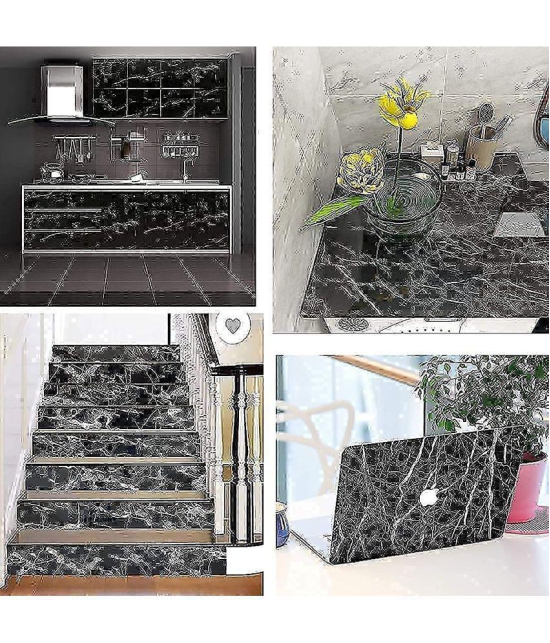 GEEO Black marble design for kitchen foil wallpaper, Wall Sticker ( 200 x 60 cms )