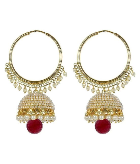 YouBella Jewellery Traditional Gold Plated Fancy Party Wear Jhumka / Jhumki Earrings for Girls and Women (RED) - Golden