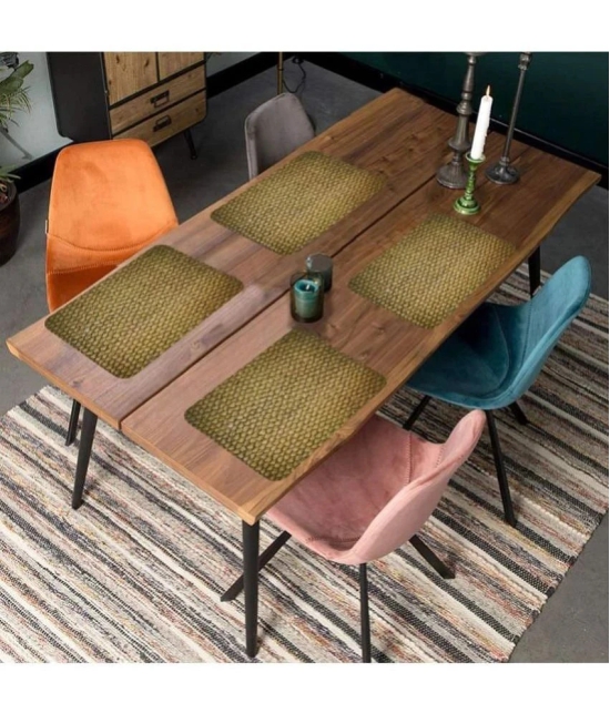 bulfyss PVC Textured Rectangle Table Mats ( 42 cm x 26 cm ) Pack of 6 - Green - Green