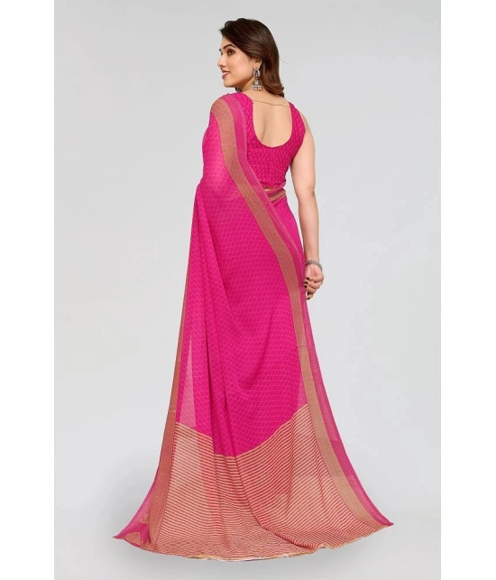 ANAND SAREES Georgette Printed Saree With Blouse Piece - Pink ( Pack of 1 ) - Pink