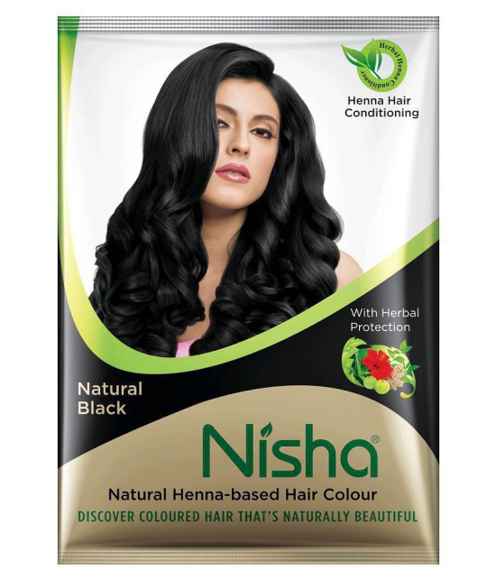 Nisha Henna based hair color Black Permanent Hair Color Black Black, Brown 10 gm Pack of 10