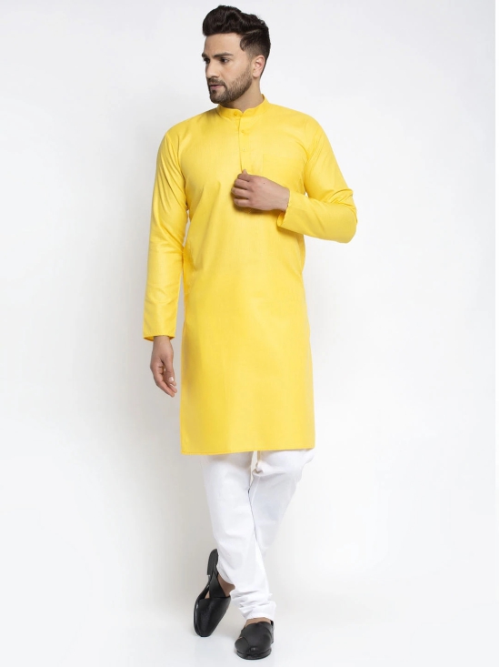 Jompers Mens Lemon Cotton Solid Kurta Only-L / Yellow