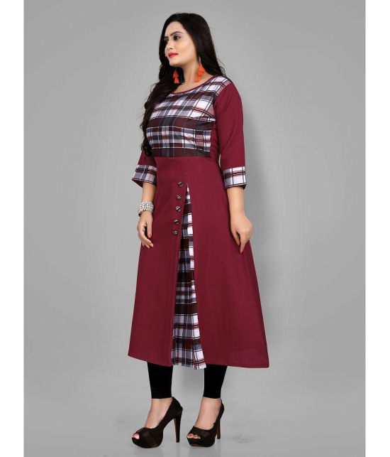 RIAANA - Maroon Cotton Blend Women's Front Slit Kurti ( Pack of 1 ) - None