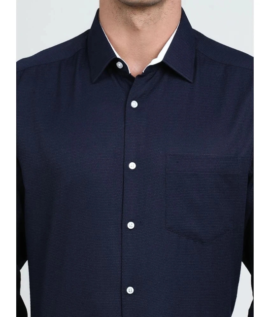 IVOC Cotton Blend Regular Fit Full Sleeves Mens Formal Shirt - Navy ( Pack of 1 ) - None